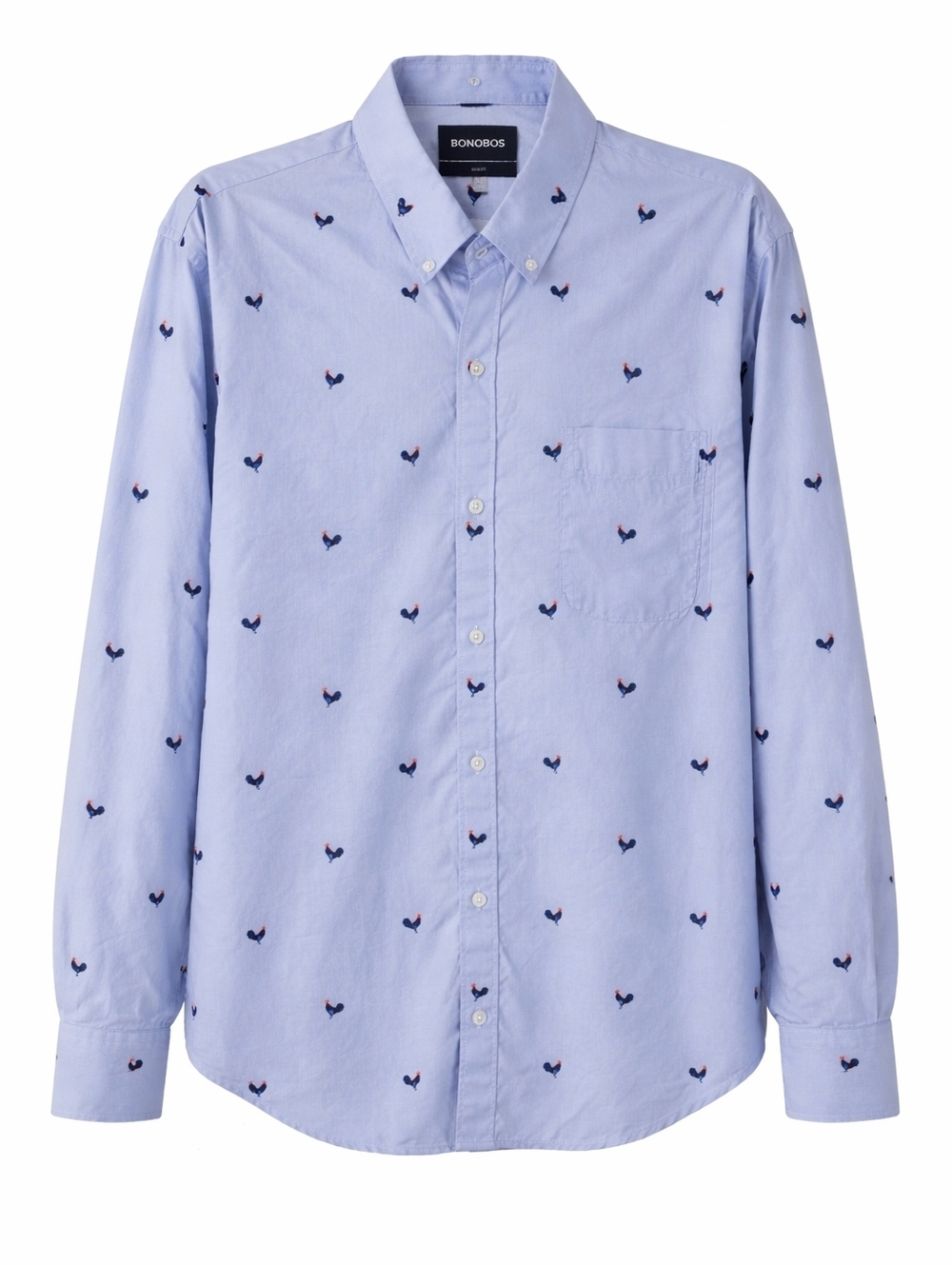 Bonobos Slim Fit Button Down Shirt XL Blue Rooster Print Long Sleeve - Picture 1 of 1